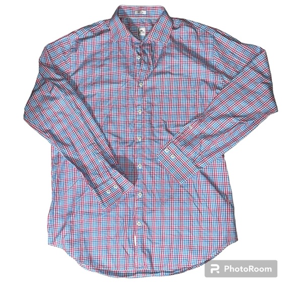 Peter Millar Box Plaid Long Sleeve Button Down Dress Shirt Men's Size L - Picture 3 of 10
